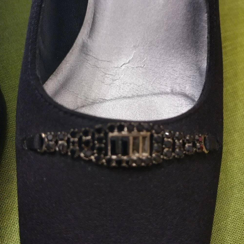 Stuart Weitzman Black Heels with Blingy Toe Accent